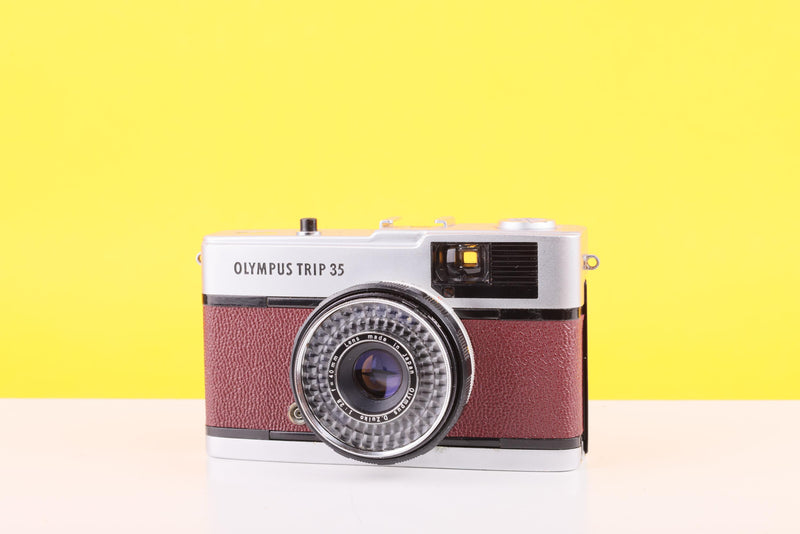 Olympus Trip 35 35mm Film Camera with Zuiko 40mm f2.8 Lens in Burgundy