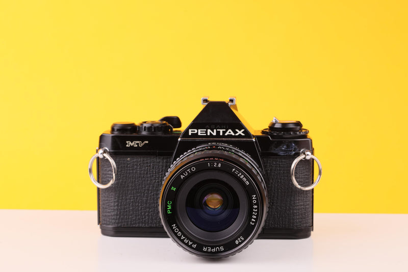 Asahi Pentax MV 35mm SLR Film Camera with Super Paragon PMC II 28mm f/2.8 Lens