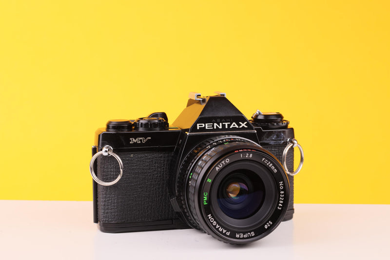 Asahi Pentax MV 35mm SLR Film Camera with Super Paragon PMC II 28mm f/2.8 Lens