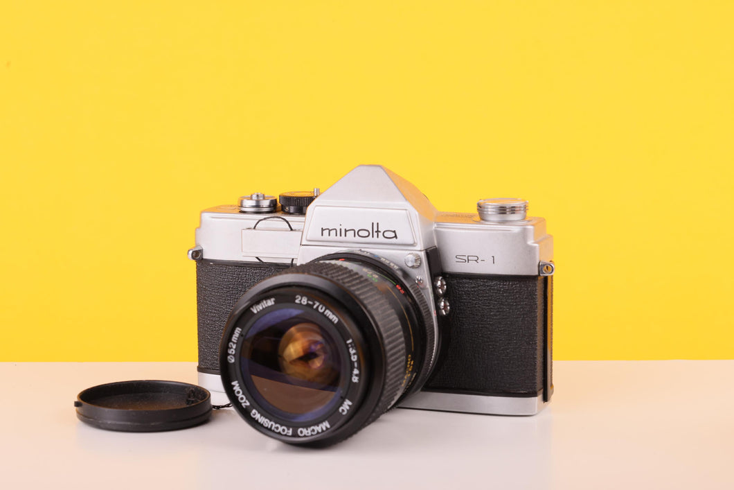 Minolta SR-1 35mm SLR Film Camera with Vivitar 28-70mm Macro Zoom