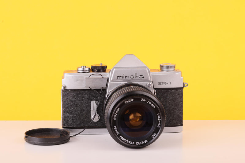 Minolta SR-1 35mm SLR Film Camera with Vivitar 28-70mm Macro Zoom Lens