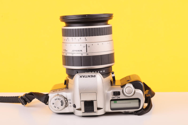 Pentax MZ-50 35mm Autofocus SLR Film Camera with Sigma 28-200mm Zoom Lens
