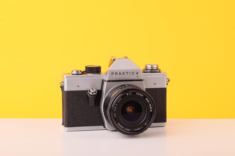 Praktica L 35mm SLR Film Camera with Sigma Mini-Wide II 28mm f/2.8 Lens