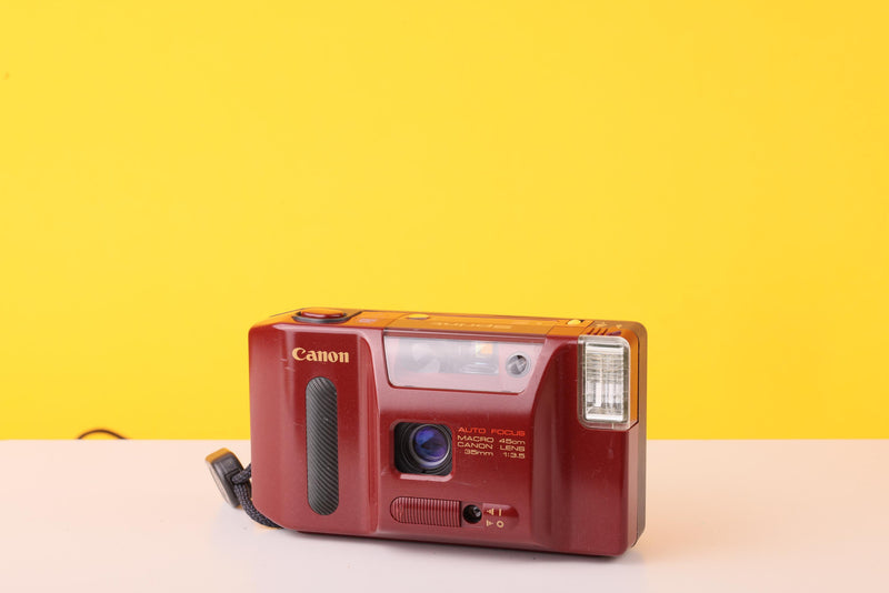 Canon Sprint 35mm f/3.5 Point and Shoot Film Camera Red