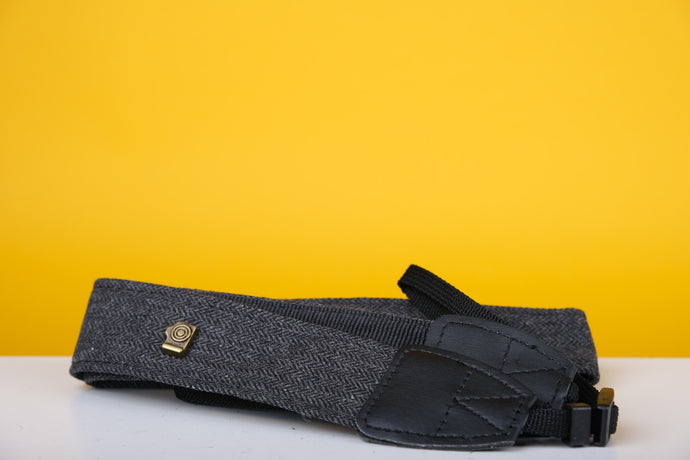 Black Cotton Leather Camera Strap
