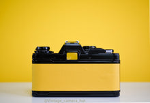 Load image into Gallery viewer, Olympus OM10 SLR Black Vintage 35mm Film Camera with Zuiko 50mm f/1.8 Prime Lens New Leather Yellow Skin

