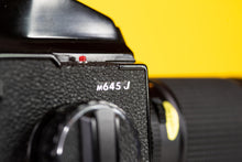 Load image into Gallery viewer, Mamiya M645J 120 Medium Format Film Camera with Mamiya Sekor 210mm f/4 Lens

